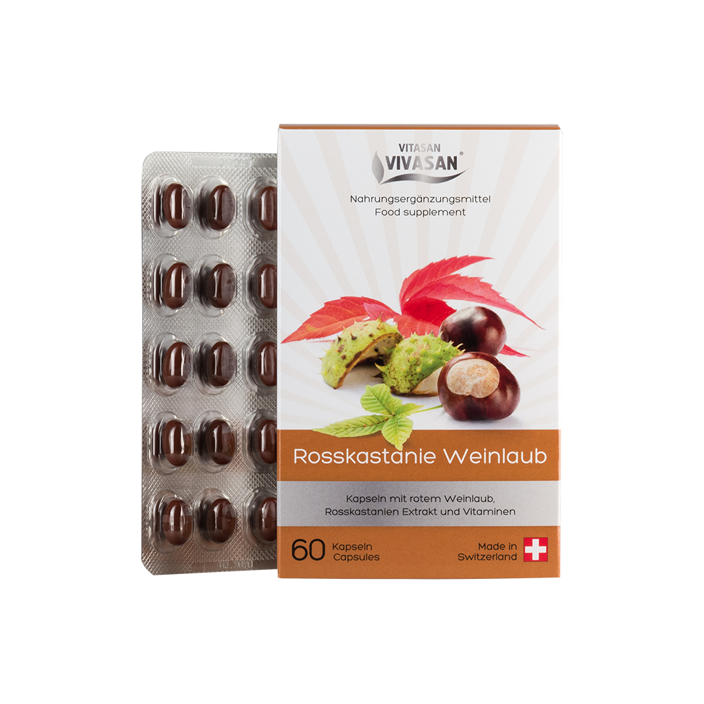 Hevoskastanja- ja rypäleenlehtikapselit - Rosskastanie Weinlaub - 60kps